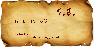 Iritz Benkő névjegykártya